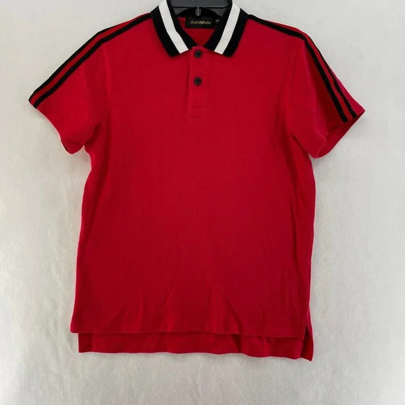 KarterCollection Other - Karter Collection Shirt Men S Red Black White Contrasting Collar  Short Sleeve